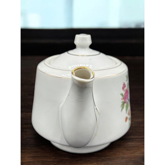 Vintage Peacock Floral Gold Trim Teapot with Lid Japan? - Picture 4 of 10